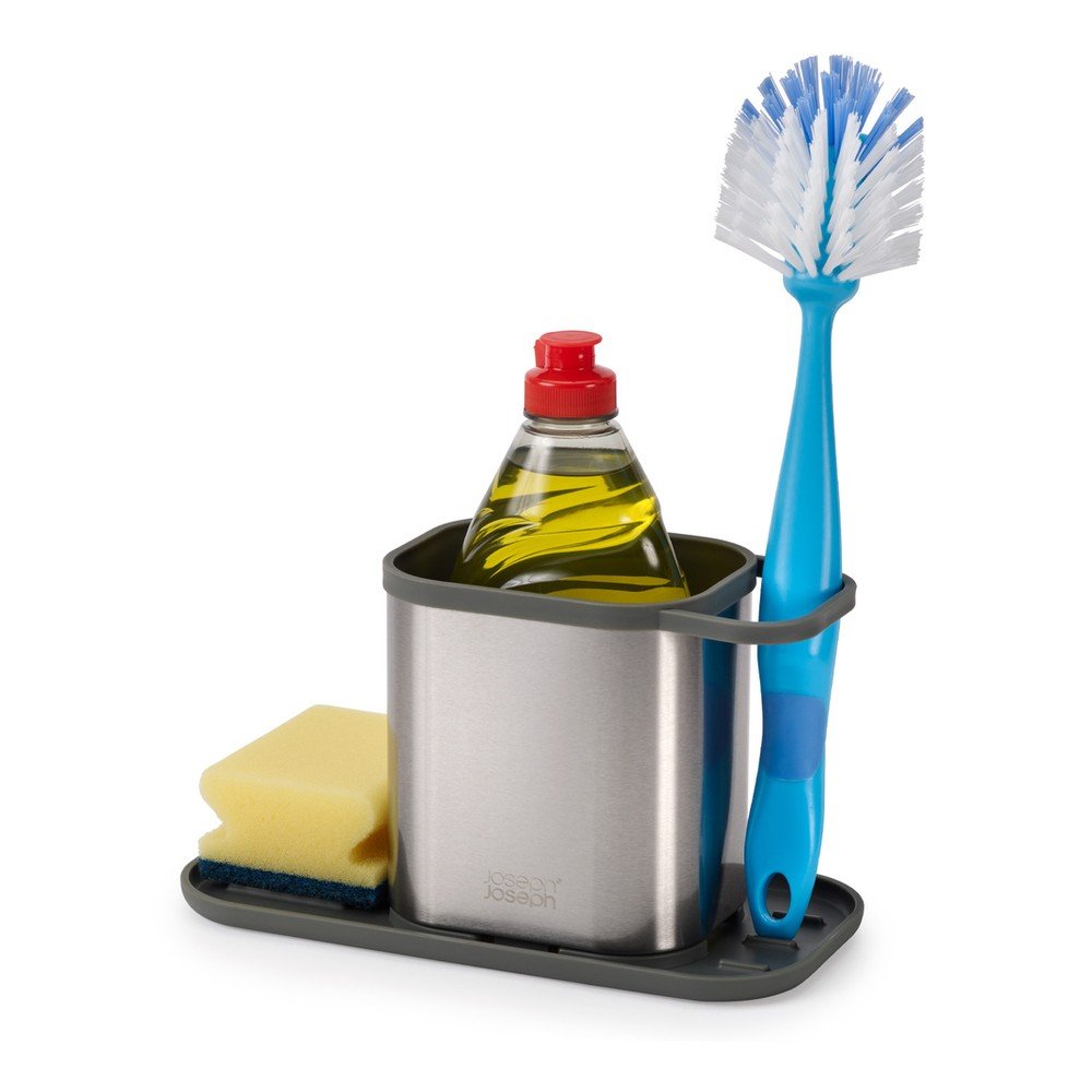 Fényes ezüstszínű fém mosogatóeszköz tartó Duo Steel – Joseph Joseph