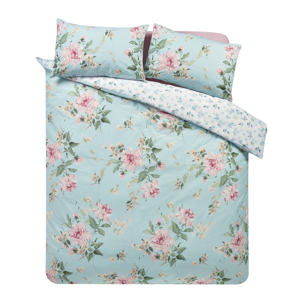 Kék egyszemélyes ágyneműhuzat 135x200 cm Avebury Floral – Catherine Lansfield