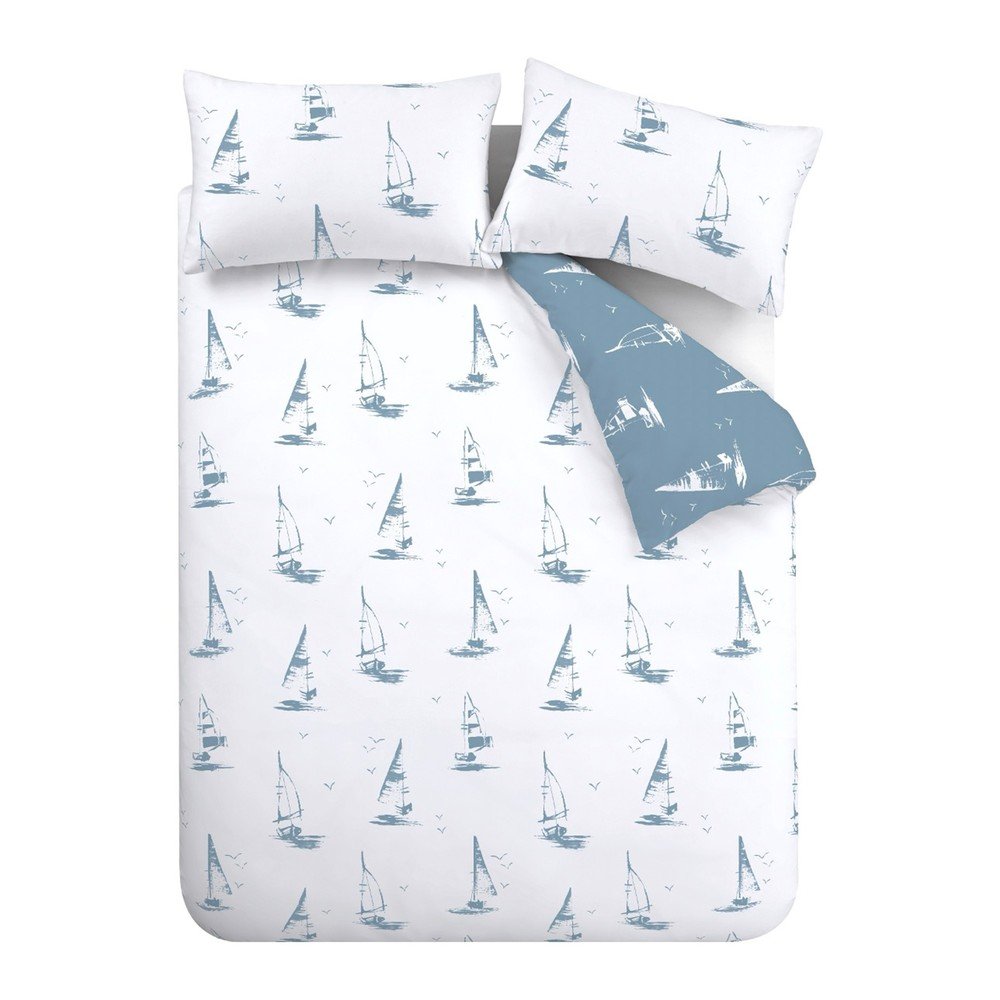 Kék egyszemélyes ágyneműhuzat 135x200 cm Salcombe Boats – Catherine Lansfield