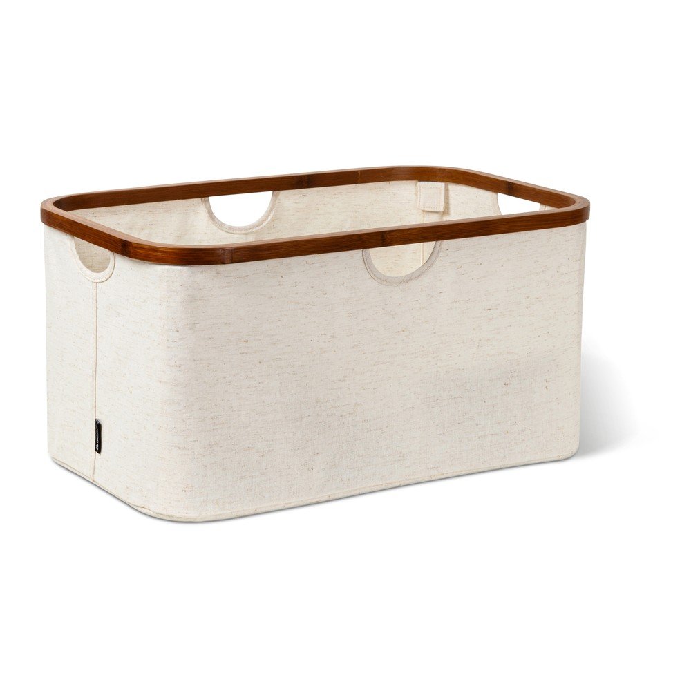 Krémszínű textil összecsukható szennyeskosár Bamboo/Linen – Bigso