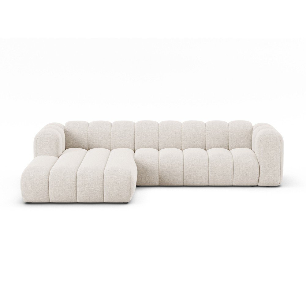 Krémszínű zsenília sarokkanapé (bal oldali-heverő résszel) Lupine – Micadoni