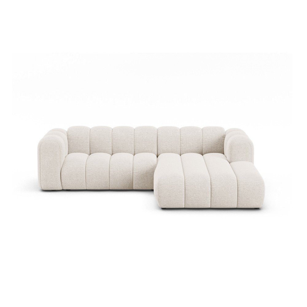 Krémszínű zsenília sarokkanapé (jobb oldali-heverő résszel) Lupine – Micadoni