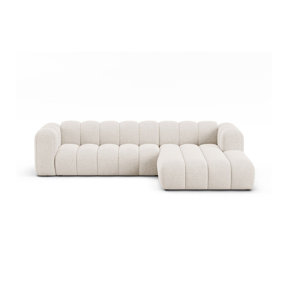 Krémszínű zsenília sarokkanapé (jobb oldali-heverő résszel) Lupine – Micadoni