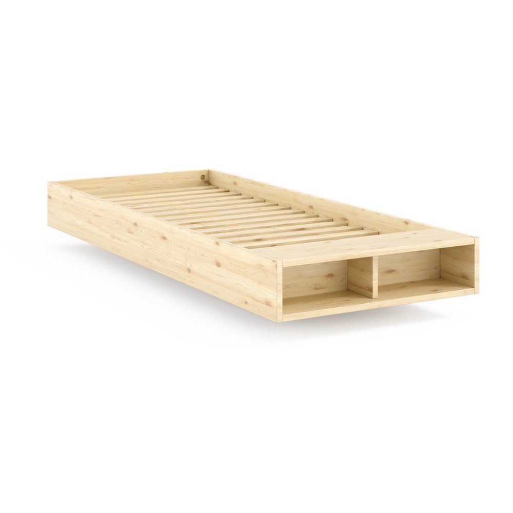 Natúr színű borovi fenyő egyszemélyes ágy ágytámla nélkül ágyráccsal 90x200 cm Merge – Karup