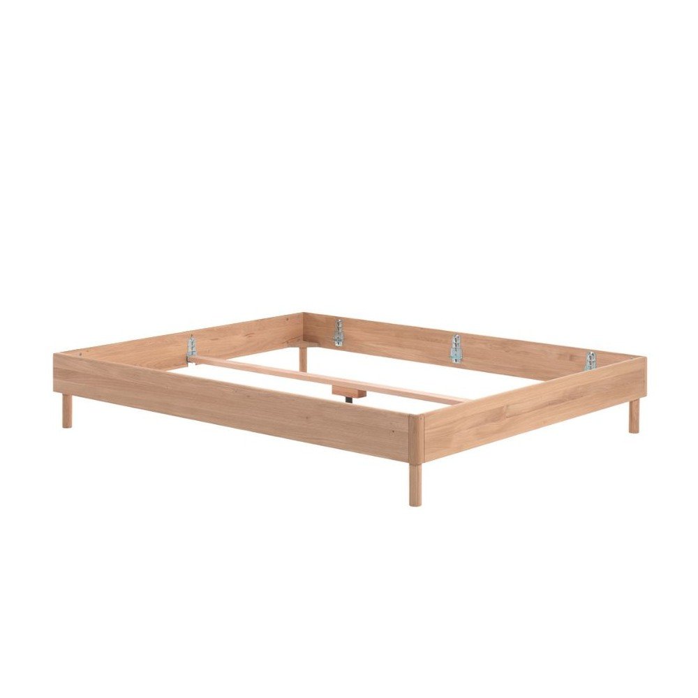 Natúr színű tölgyfa franciaágy ágytámla nélkül