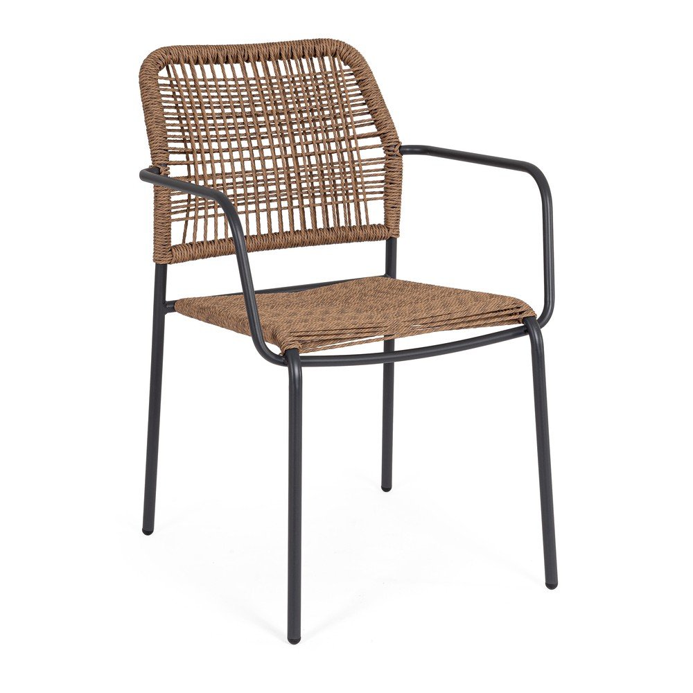 Sötétszürke-natúr színű fém kerti szék Jable – Bizzotto