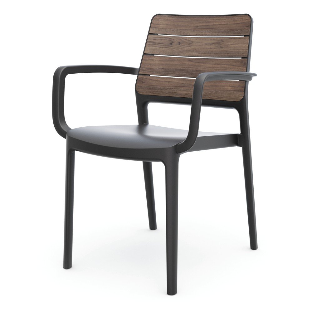 Sötétszürke-sötétbarna műanyag kerti szék Deco Porto – Keter