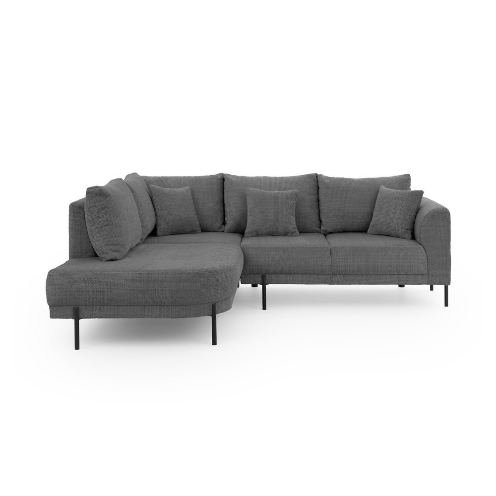 Sötétszürke zsenília sarokkanapé (bal oldali-L alakú) Mauris  – Ropez