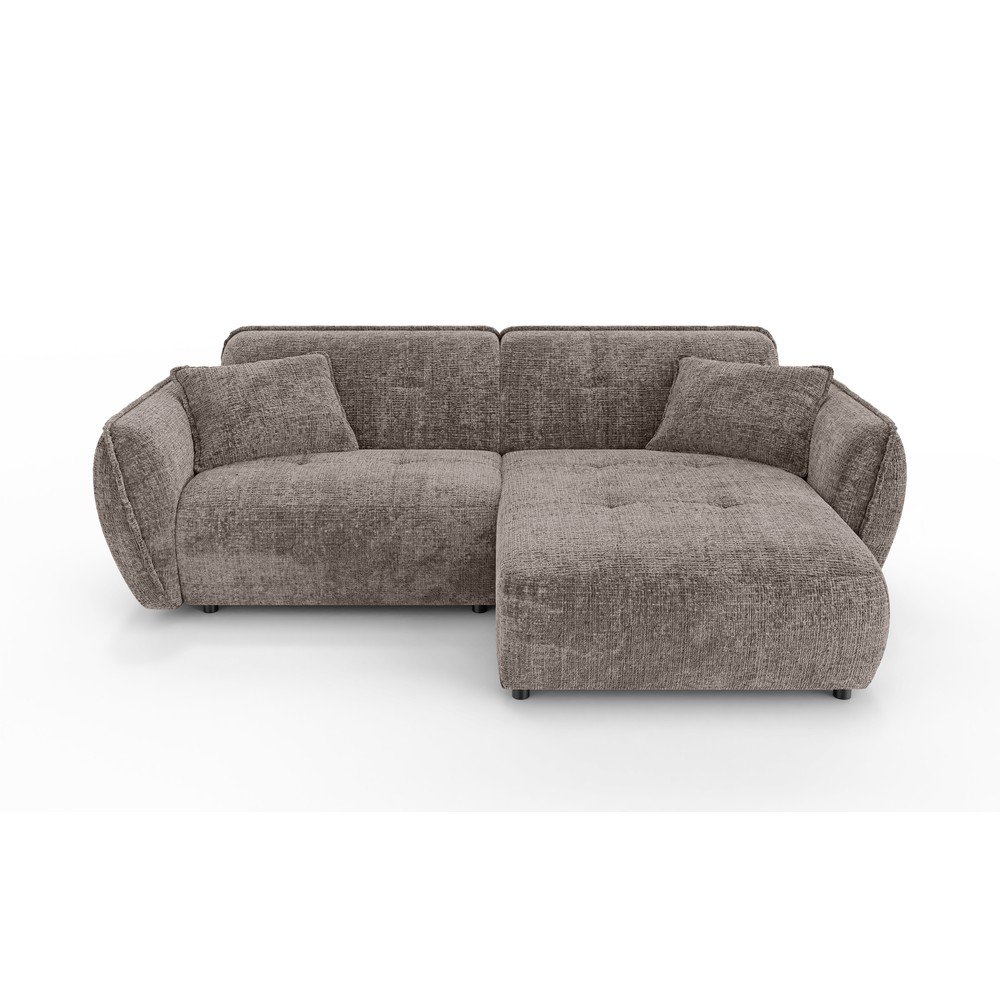 Szürkésbarna zsenília sarokkanapé (jobb oldali-heverő résszel) Nelia – Ropez