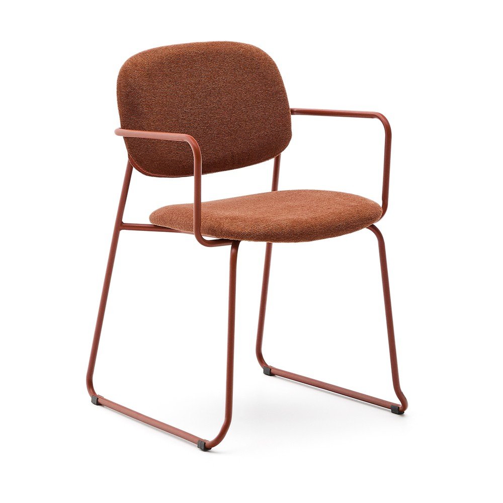 Terrakotta színű fém karfás étkezőszék Meli – Kave Home