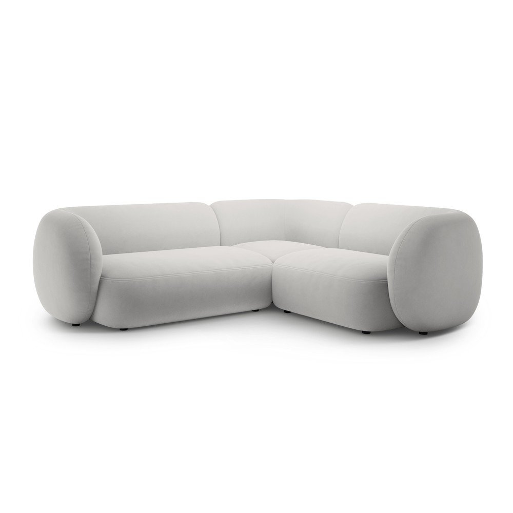Világosszürke bársony sarokkanapé (jobb oldali-L alakú) Kate – Micadoni