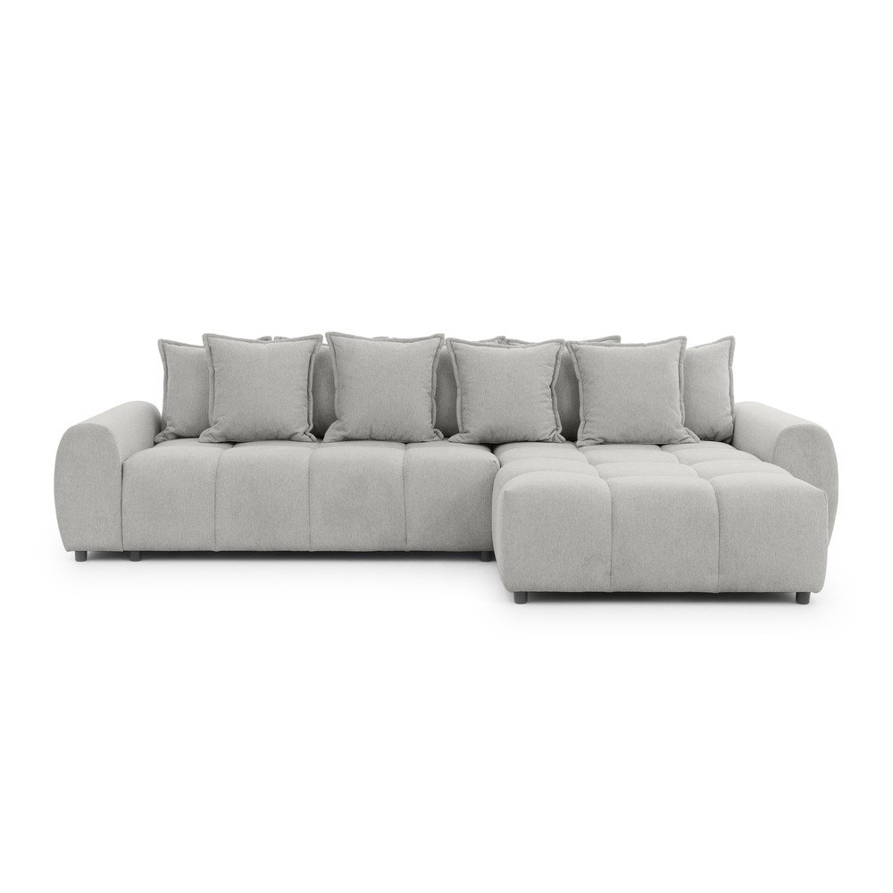 Világosszürke sarokkanapé (jobb oldali-heverő résszel) Albane  – Ropez