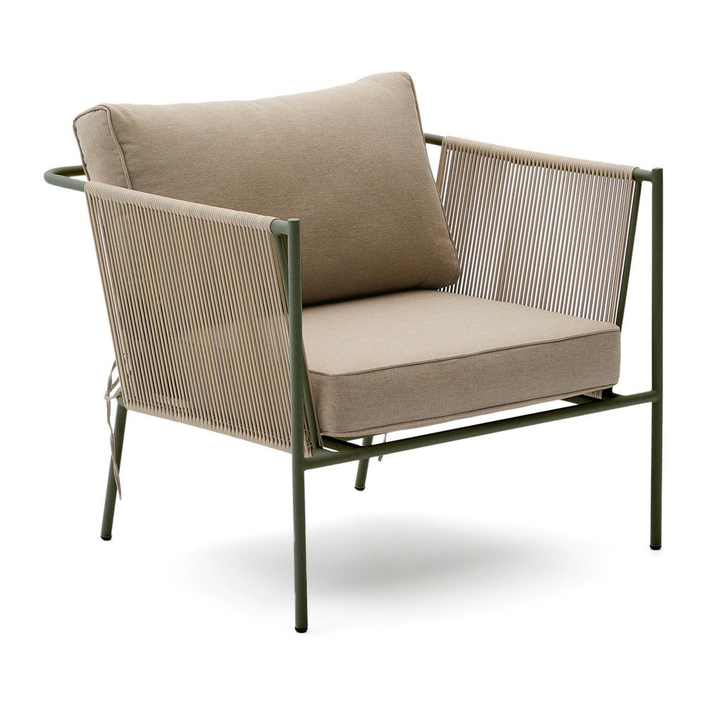 Zöld-bézs fém kerti fotel Zivia – Kave Home