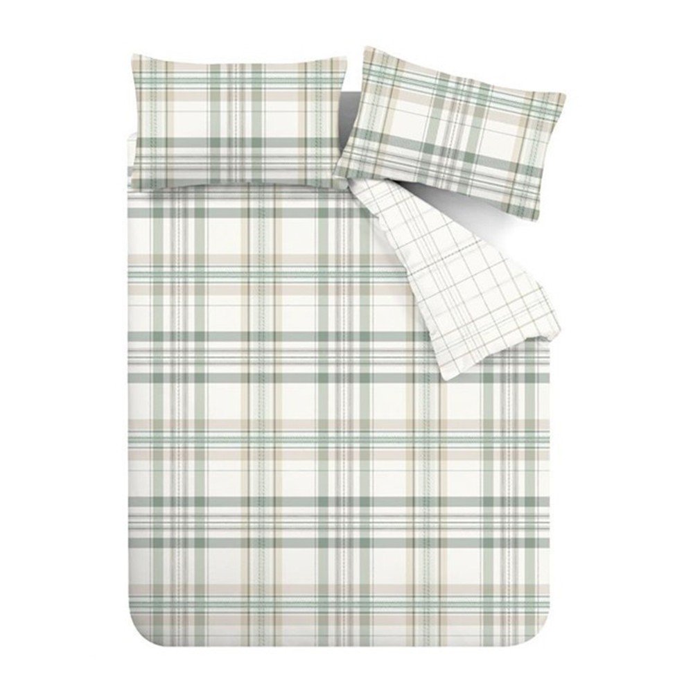 Zöld kétszemélyes háromrészes ágyneműhuzat 200x200 cm Cartmel Check – Catherine Lansfield