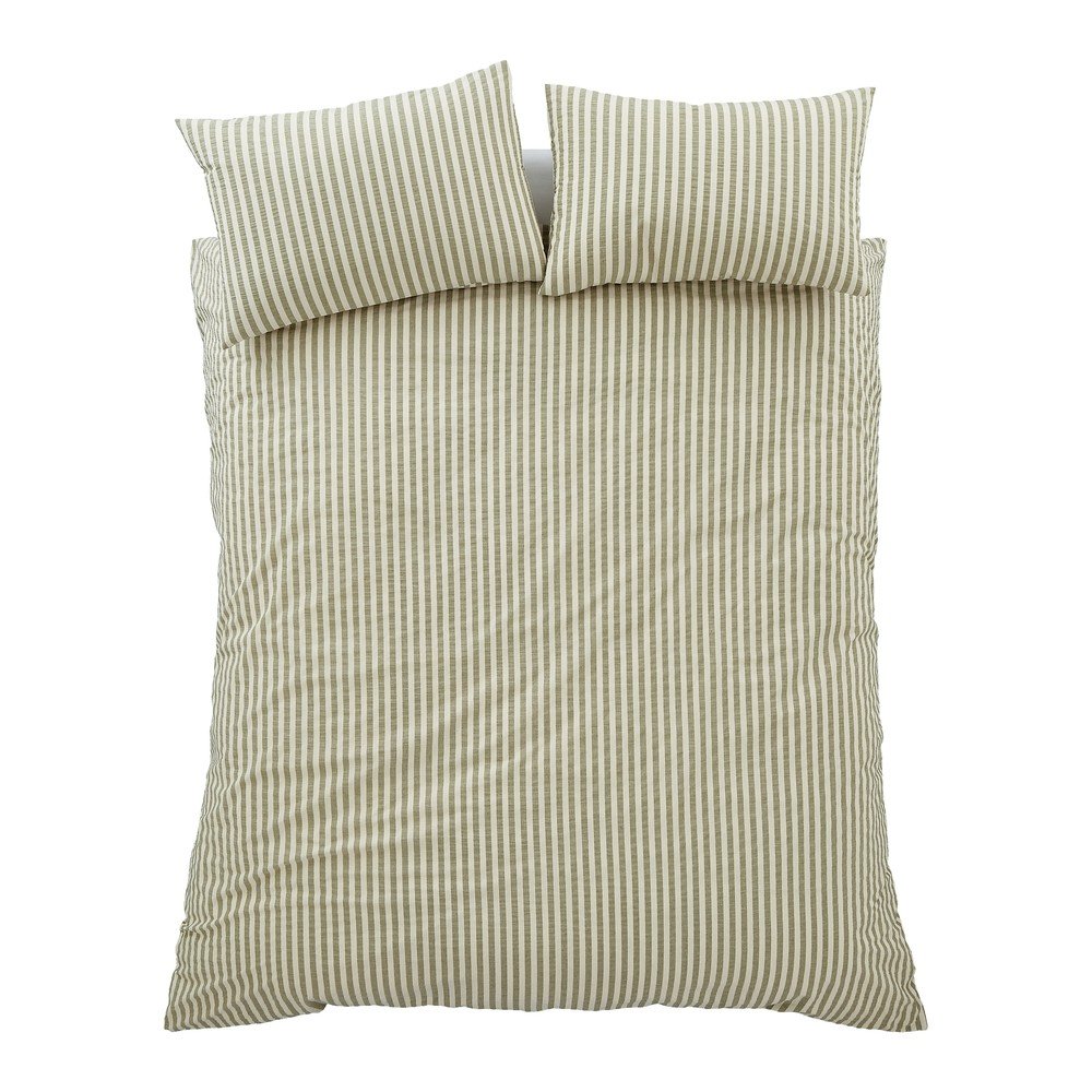 Zöld kétszemélyes-hosszabbított háromrészes ágyneműhuzat 230x220 cm Cotton Rich Woven Stripe – Pineapple Elephant