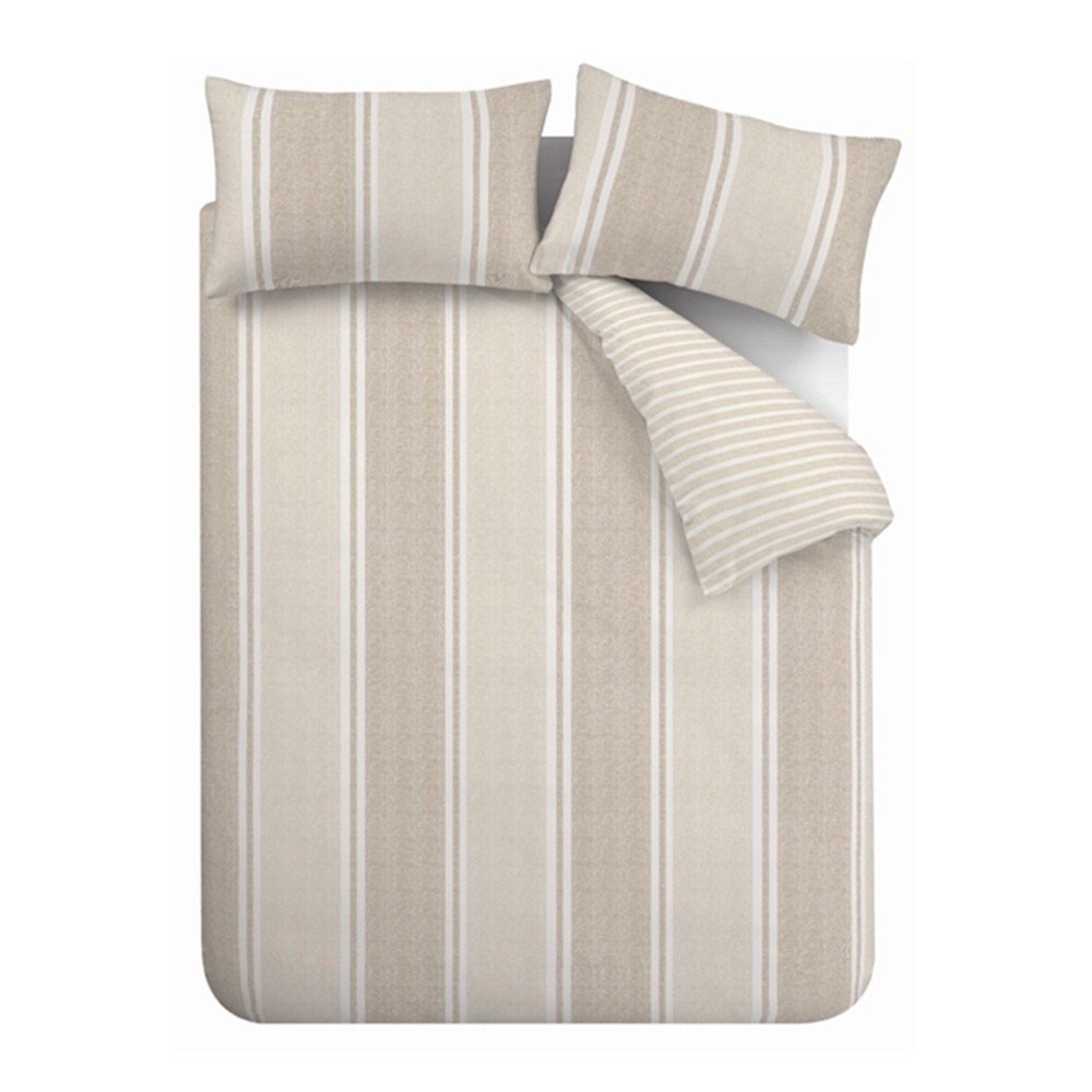Bézs kétszemélyes háromrészes ágyneműhuzat 200x200 cm Banded Stripe – Catherine Lansfield