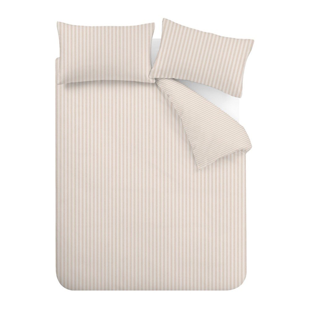 Bézs kétszemélyes-hosszabbított háromrészes ágyneműhuzat 230x220 cm Epping Textured Stripe – Catherine Lansfield