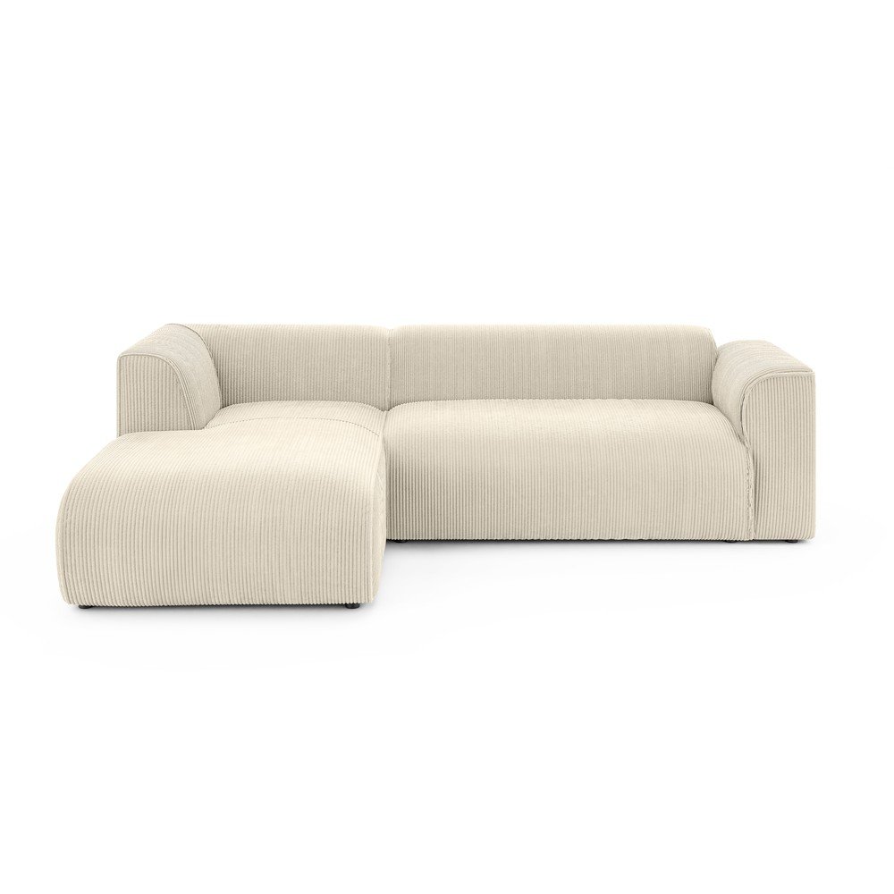 Bézs kordbársony sarokkanapé (bal oldali-heverő résszel) Merid  – Ropez