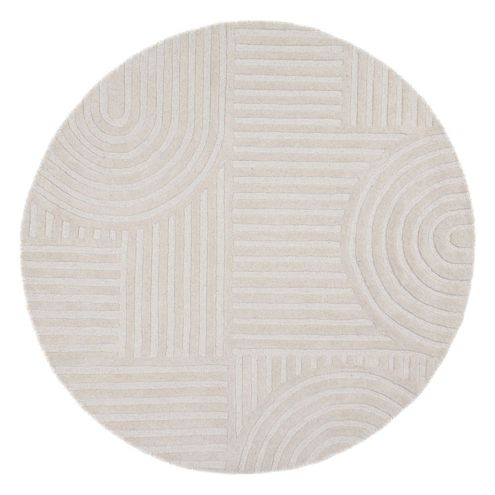 Elefántcsont színű kézi szövésű gyapjú kerek szőnyeg ø 160 cm Zen Garden – Flair Rugs