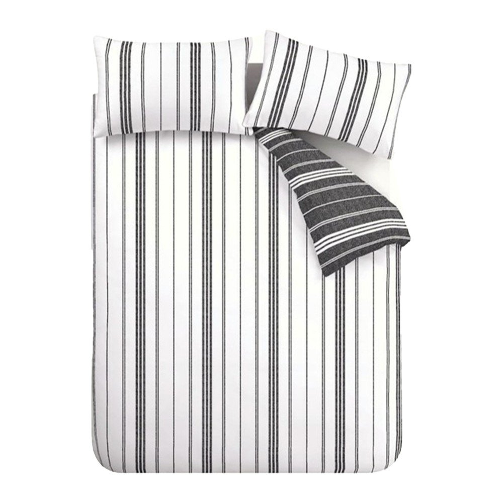 Fekete-fehér egyszemélyes ágyneműhuzat 135x200 cm Harbour Stripe – Catherine Lansfield