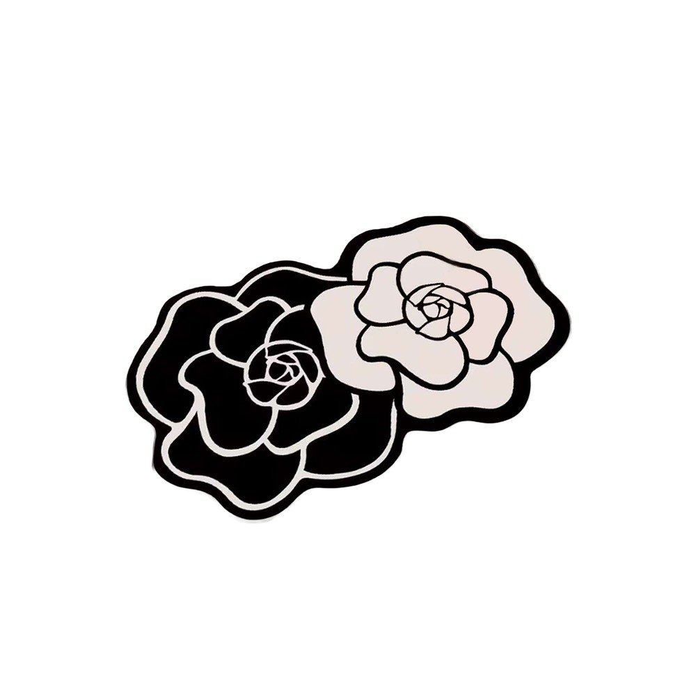 Fekete-fehér fürdőszobai kilépő 60x100 cm Bungari Rose – Foutastic