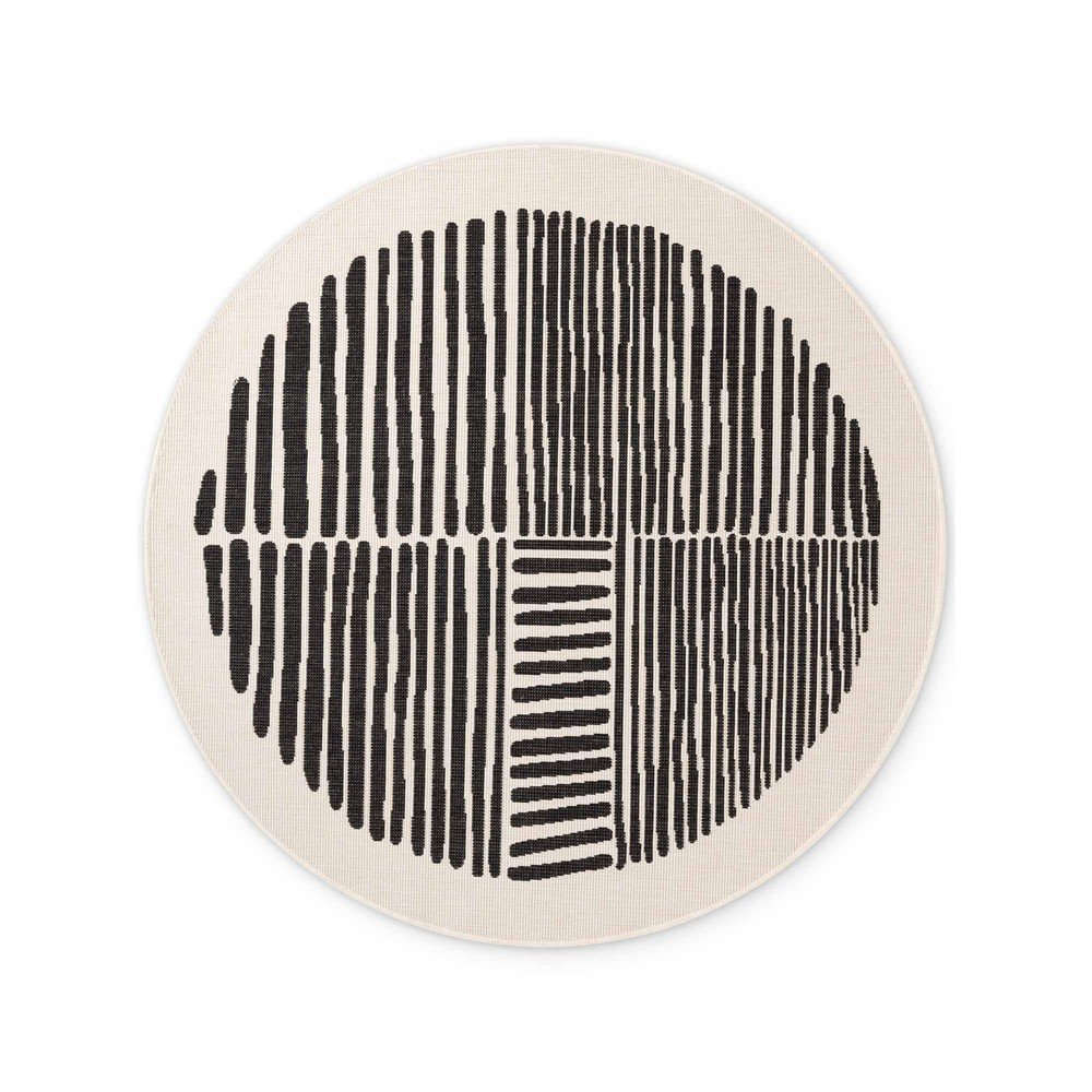 Fekete-krémszínű kerek kültéri-beltéri szőnyeg ø 160 cm Haringey Bounds – Ted Baker