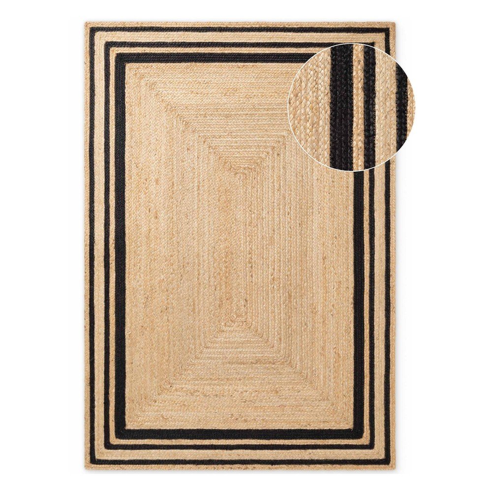 Fekete-natúr színű kétoldalas-kézi szövésű juta szőnyeg 160x230 cm Jutta – Hanse Home