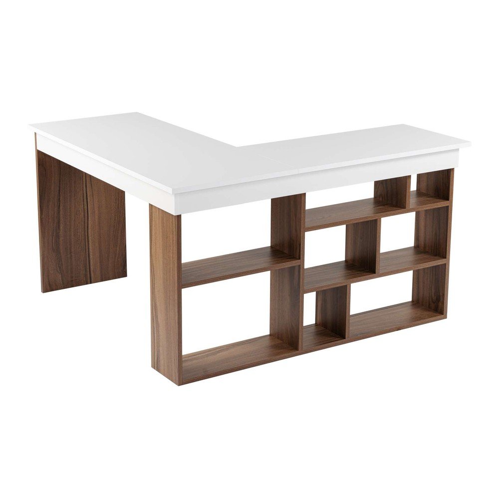 Íróasztal diófa dekorral 120x130 cm Vesper – Kalune Design