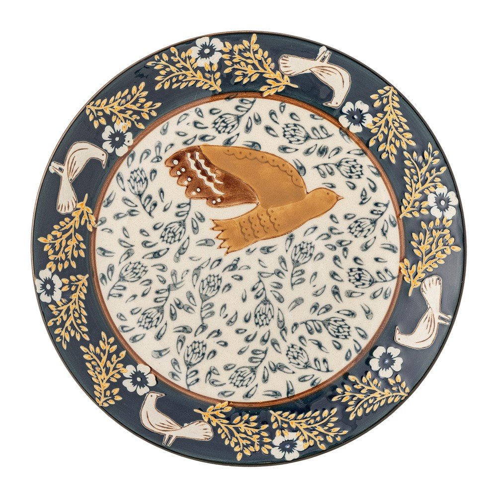 Kék desszertes kőedény tányér ø 16 cm Hezha – Bloomingville