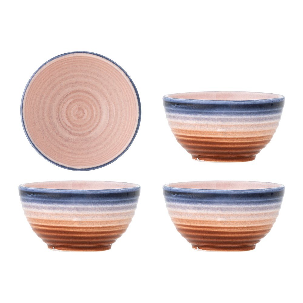 Kék-narancssárga kerámia tálka szett 4 db-os 110 ml Tatum – Bloomingville