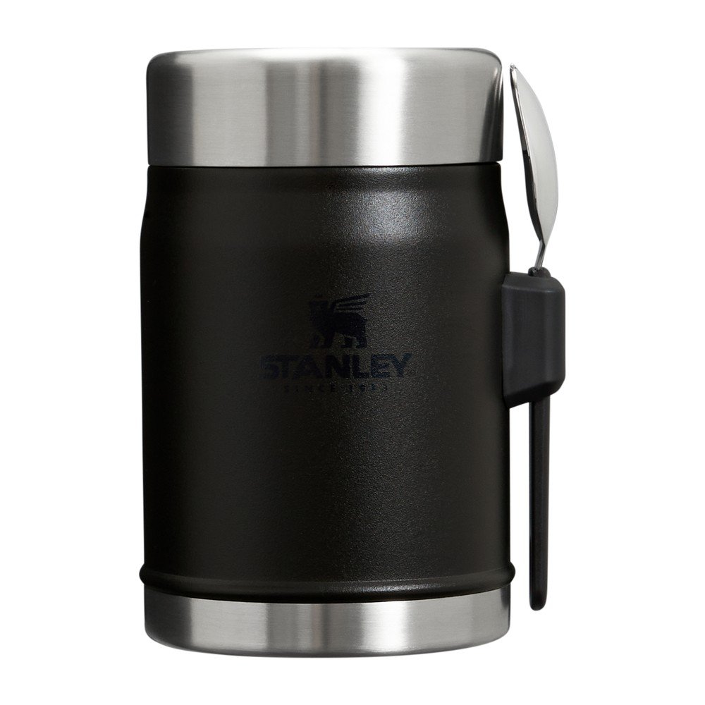 Matt fekete rozsdamentes acél ételtartó termosz 400 ml Legendary Food Jar + Spork Black 2.0 – Stanley