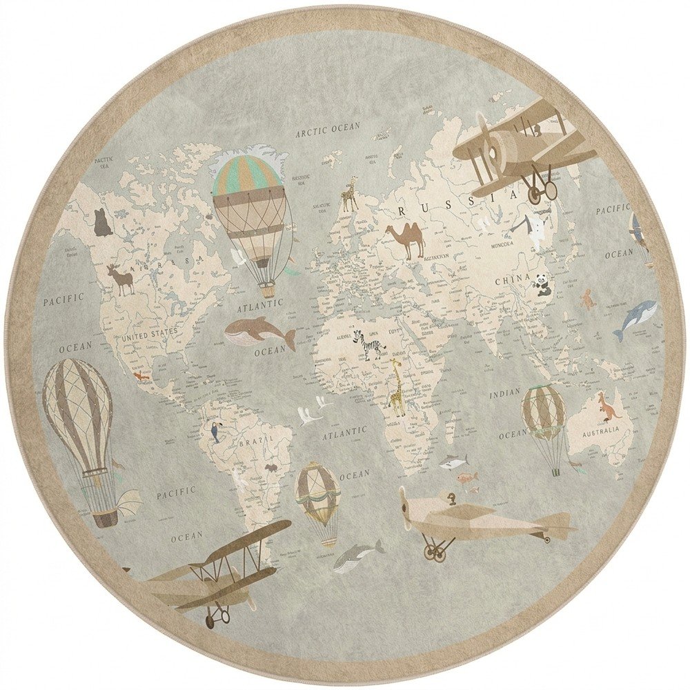 Mosható gyerek játszószőnyeg ø120 cm Vintage World – Mila Home