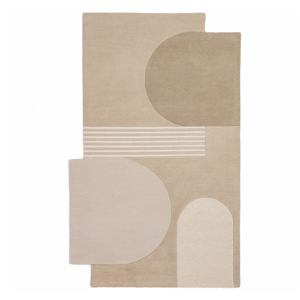 Natúr színű kézi szövésű gyapjú szőnyeg 150x240 cm Lozenge – Flair Rugs