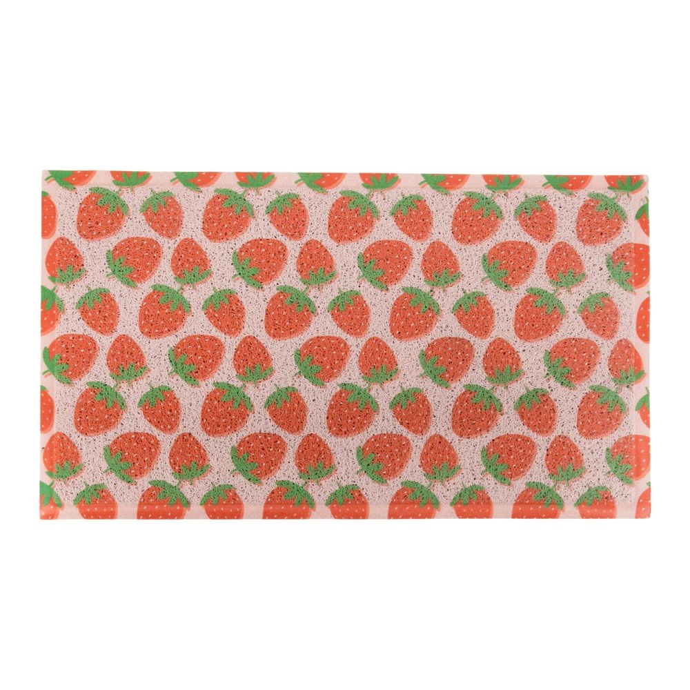 PVC lábtörlő 40x70 cm Pink Strawberry – Artsy Doormats