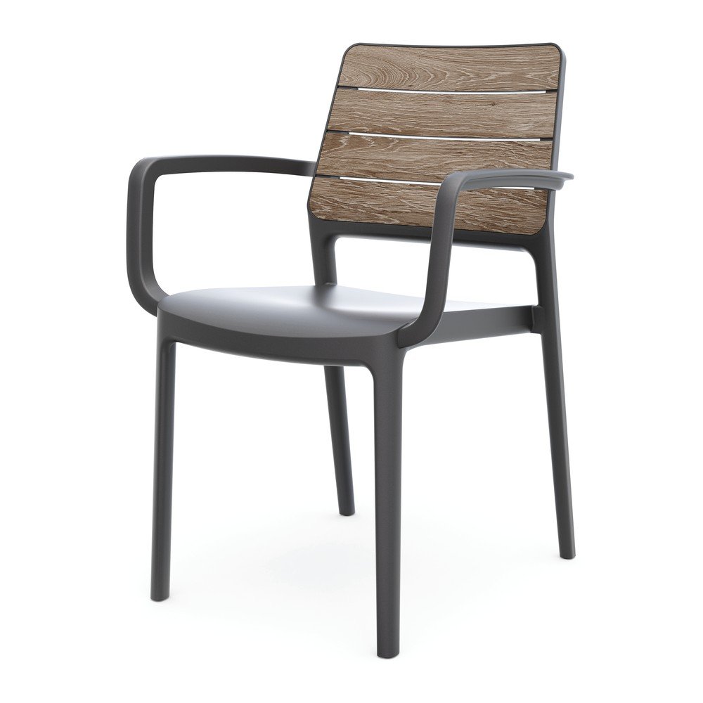 Sötétszürke-barna műanyag kerti szék Deco Porto – Keter