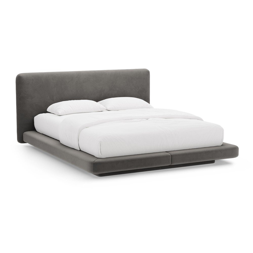 Sötétszürke kárpitozott franciaágy 200x200 cm Linea – Micadoni