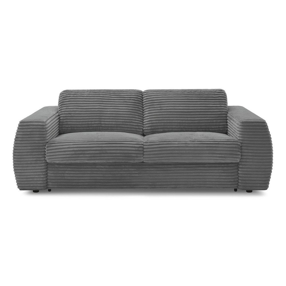 Sötétszürke kordbársony kinyitható kanapé mindennapos alvásra 220 cm Hugo – Bobochic Paris