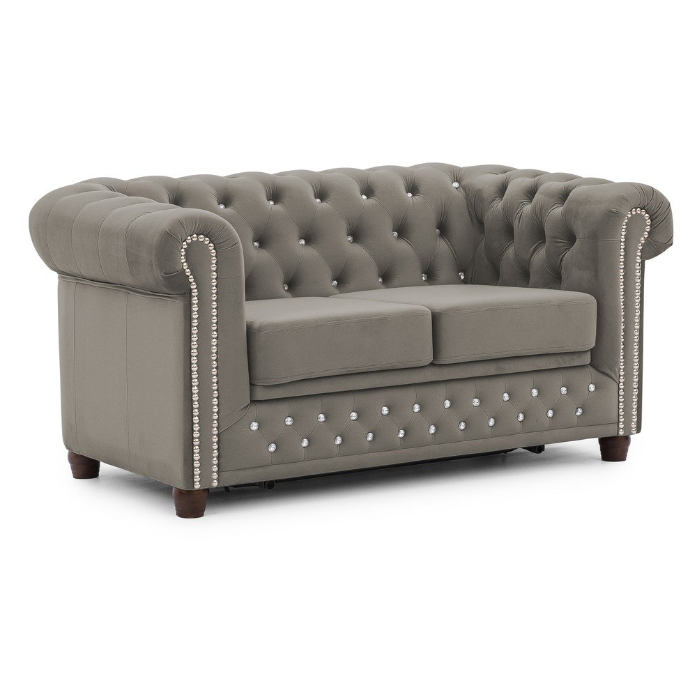 Szürke bársony kinyitható kanapé 148 cm York Blik – Ropez