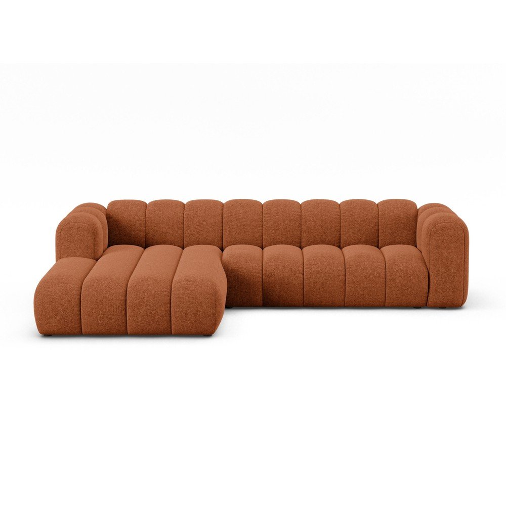 Téglavörös zsenília sarokkanapé (bal oldali-heverő résszel) Lupine – Micadoni