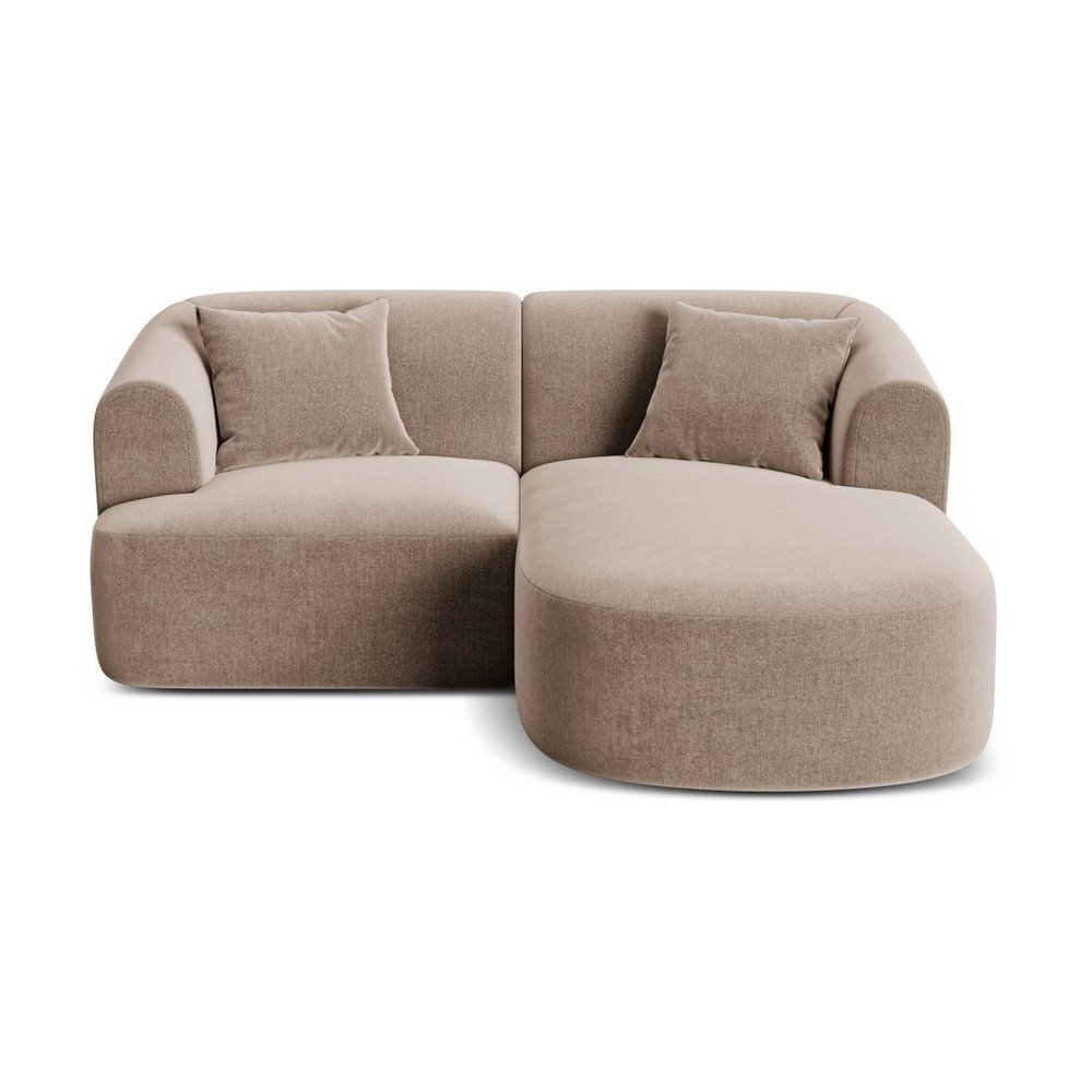 Világosbarna bársony sarokkanapé (jobb oldali-heverő résszel) Campi – Cosmopolitan Design