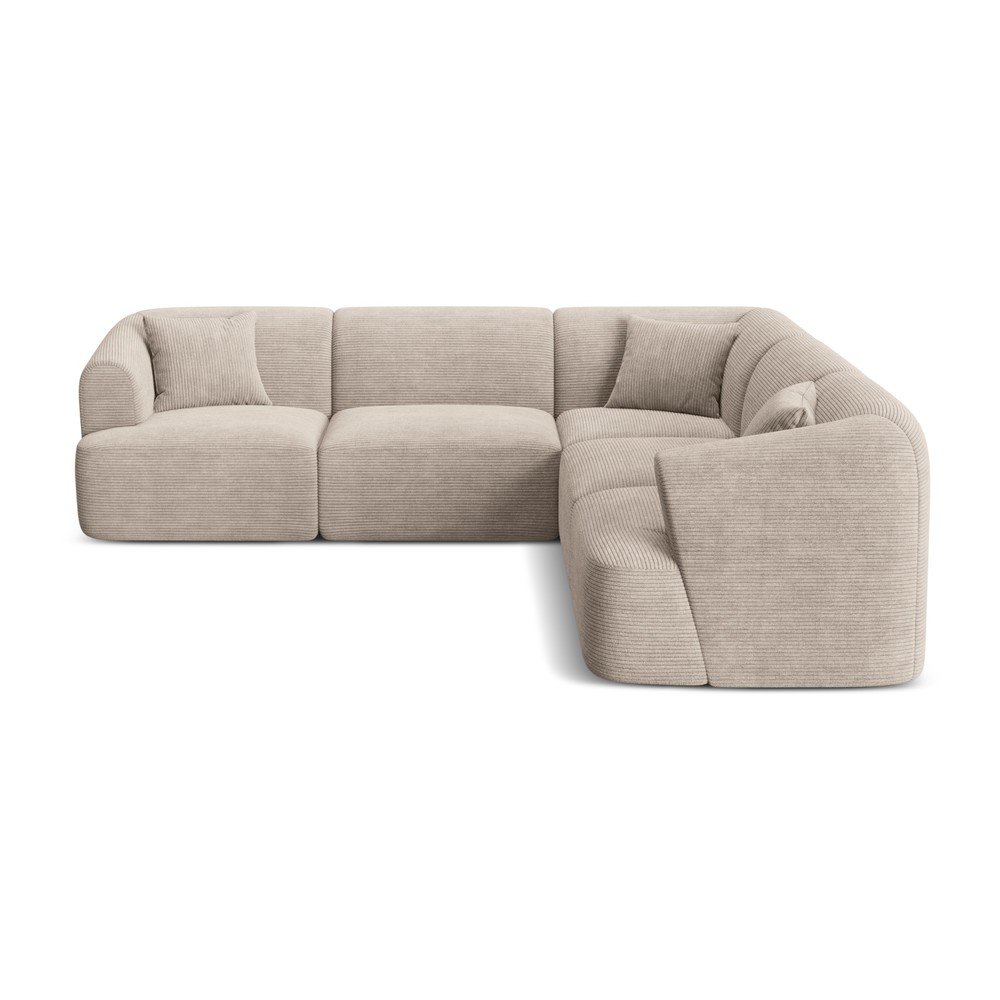 Világosbarna kordbársony sarokkanapé Campi – Cosmopolitan Design