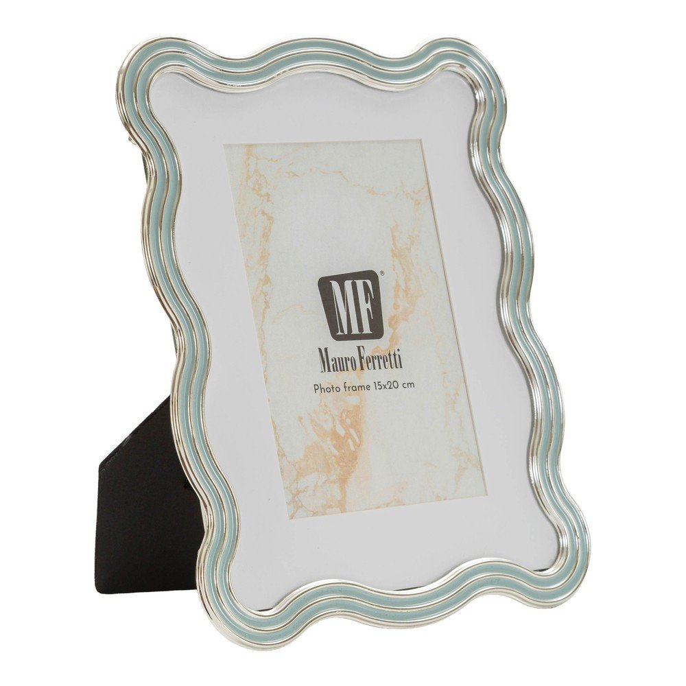 Világoskék-ezüstszínű fém-üveg álló képkeret 17