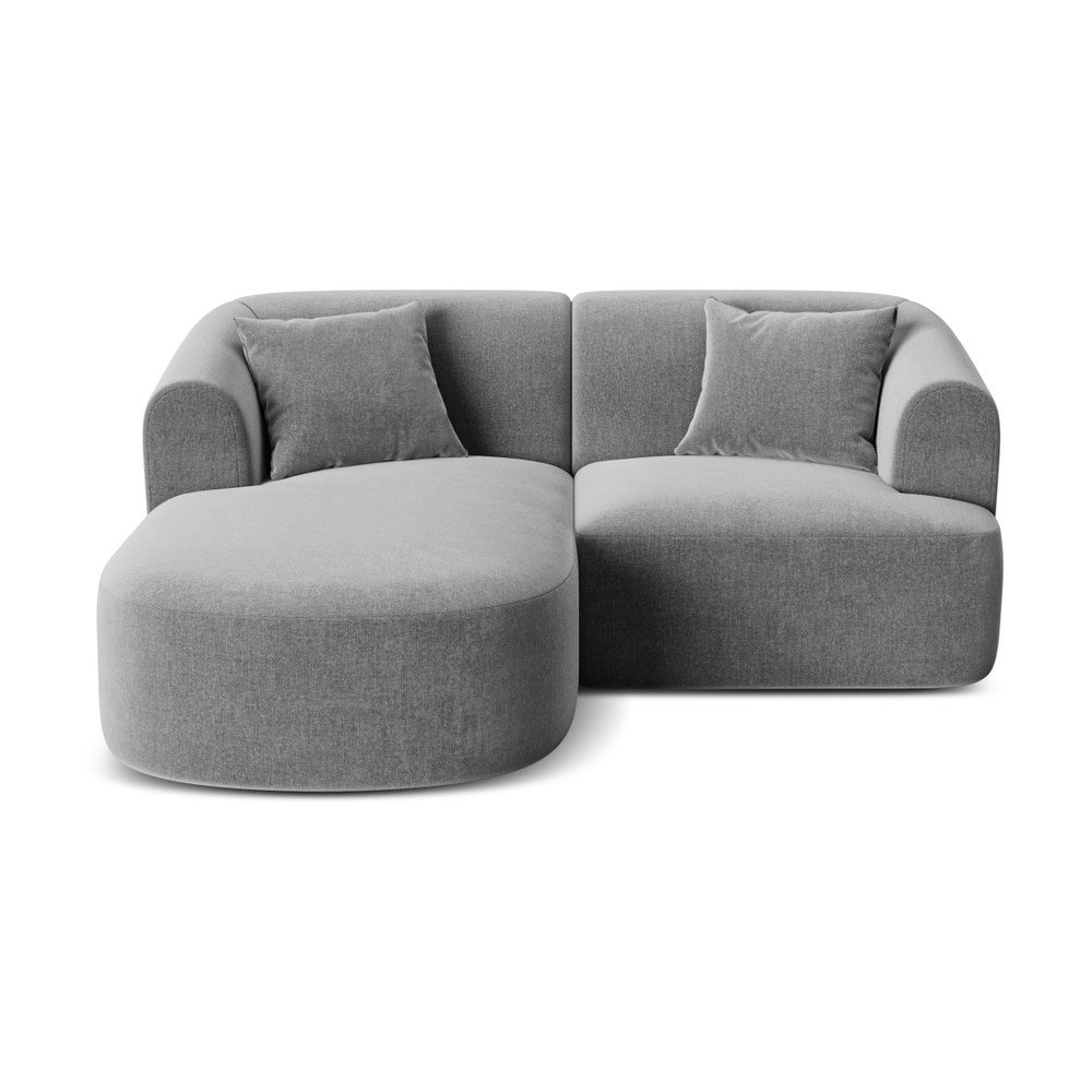 Világosszürke bársony sarokkanapé (bal oldali-heverő résszel) Campi – Cosmopolitan Design