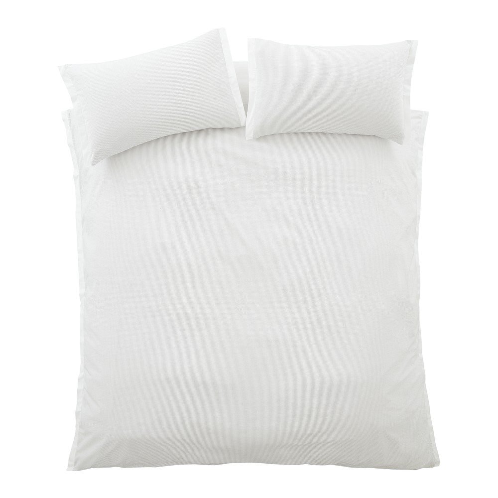 Világosszürke kétszemélyes háromrészes pamut-perkál ágyneműhuzat 200x200 cm Seersucker Woven Stripe – Bianca