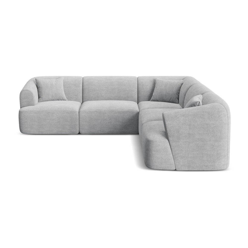 Világosszürke kordbársony sarokkanapé Campi – Cosmopolitan Design