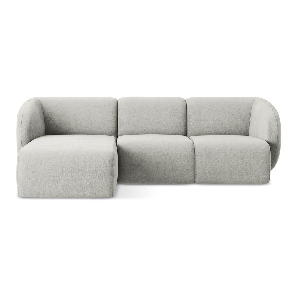 Világosszürke zsenília sarokkanapé (bal oldali-heverő résszel) Lani – Makamii