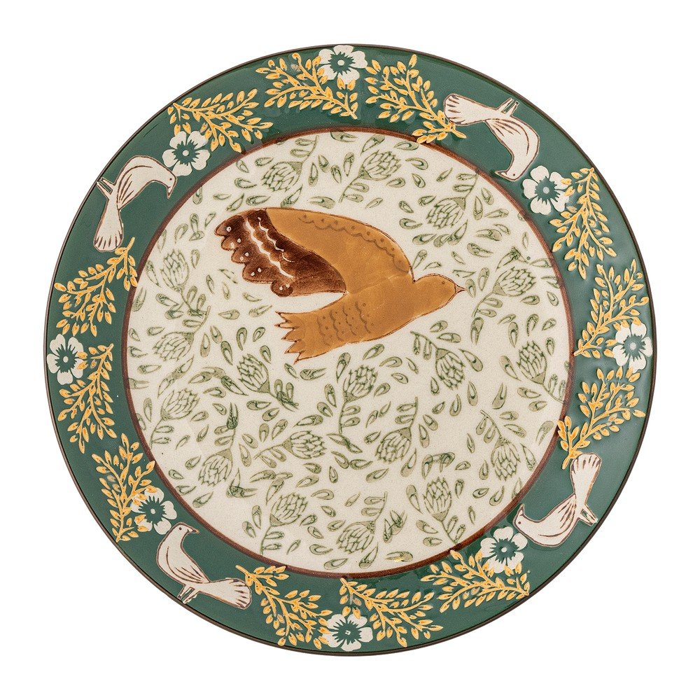 Zöld desszertes kőedény tányér ø 16 cm Hezha – Bloomingville