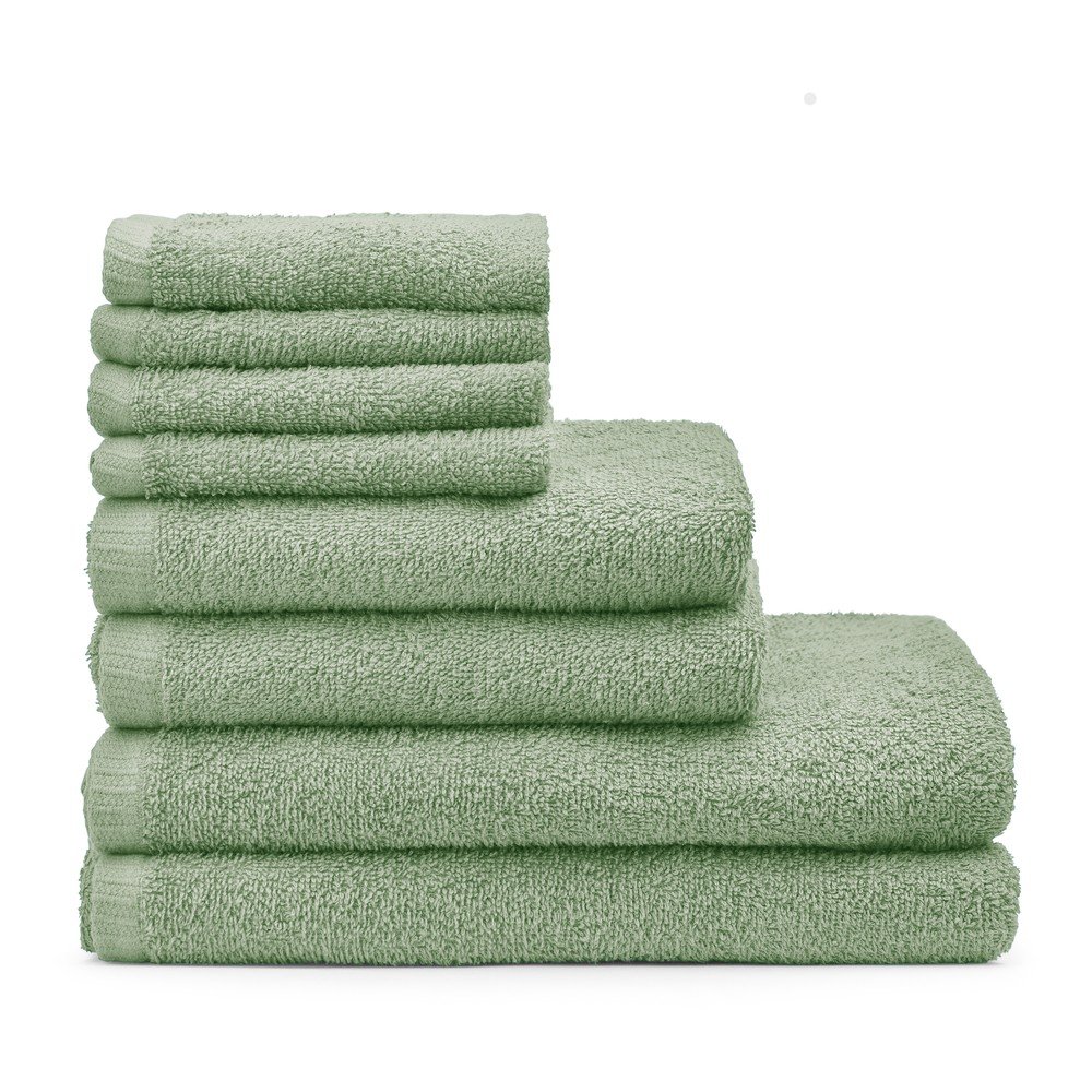Zöld gyorsan száradó-frottír pamut törölköző és fürdőlepedő készlet 8 db-os Quick Dry – Catherine Lansfield