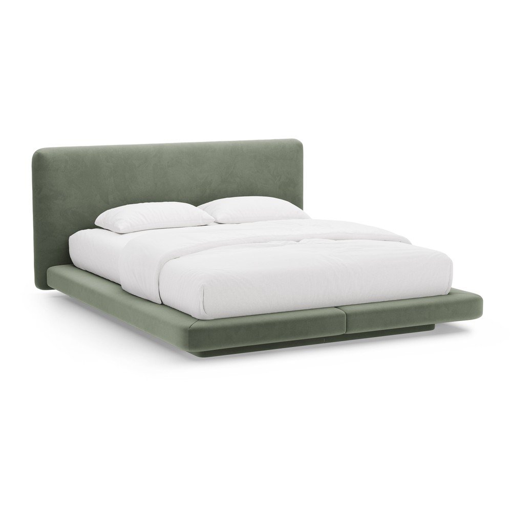 Zöld kárpitozott franciaágy 140x200 cm Linea – Micadoni