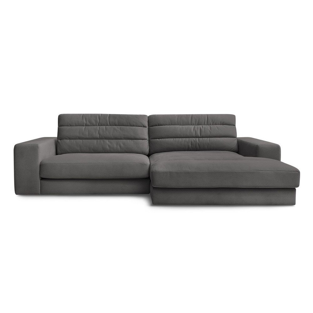 Antracitszürke bársony sarokkanapé (jobb oldali-heverő résszel) Sierra – Bobochic Paris